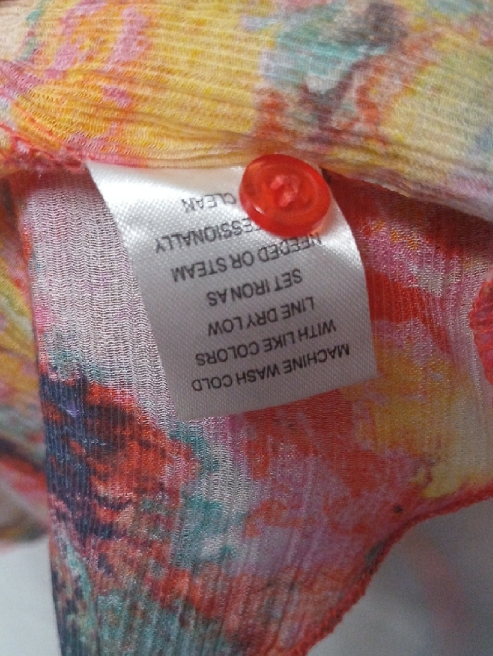 grand & greene Watercolor Tie-Front Top in Pink, Blue & Yellow - Picture 7 of 8